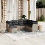 Maison Chic Seti vrtnega pohištva - Vrtna garnitura - Vrtni pohištvo set 7-delna z blazinami siv poli ratan, (21801820) | Shoptok.si
