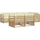  Set vanjskih sofa 7 kom. Bijela i krem Poliester Smeđa 325,5 x 166,5 x 73 cm | shoptok.hr