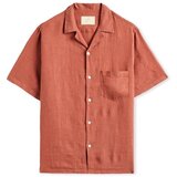 Portuguese Flannel Srajce z dolgimi rokavi Linen Camp Collar Shirt - Terracota Oranžna Cene