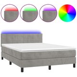  box spring s madracem LED svjetlosivi 140x200 cm baršun | shoptok.hr