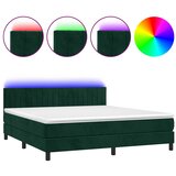  box spring s madracem LED tamnozeleni 180x200 cm baršun | shoptok.hr