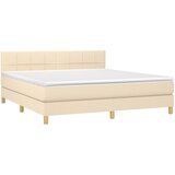  Krevet s oprugama i madracem krem 160x200 cm od tkanine | shoptok.hr