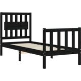 vidaXL Posteljni okvir z vzglavjem crn 2FT6 trden les | Shoptok.si