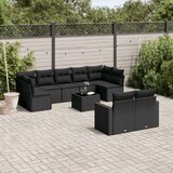 vidaXL 10-dijelni set vrtnih sofa s jastucima crni od poliratana | shoptok.hr