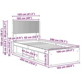  Okvir za krevet s pohranom i uzglavljem Dimljeni hrast - Dimljeni hrast 100 x 200 cm | shoptok.hr