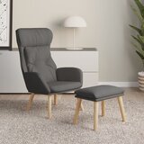 The Living Store Stol za sproščanje s stolčkom za noge temno sivo blago - Stol Za Sproščanje S Stolčkom Za Noge, (21485216) Cene