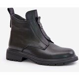 EVENTO Leather ankle boots with flat heel insulated black Komisa | Eponuda.ba