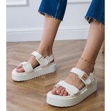 D/CEO White platform sandals with Velcro straps Areka | Shoptok.si