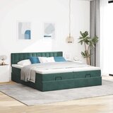 vidaXL Otomanski posteljni okvir z vzmetnicami zelen 160x200 cm žamet, (22054048) | Shoptok.si