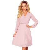 Numoco Pleated dress with a neckline and long sleeves Cene