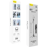 Selfie Stick Aluminium Fusion P08 stojalo + daljinski upravljalnik + 1 lučka - 220 cm -črn