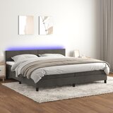 vidaXL Box spring postelja z vzmetnico LED temno siva 200x200 cm žamet Cene