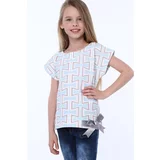 Fasardi Girls' blouse with patterns and a bow