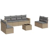 vidaXL Vrtna garnitura 9-delna z blazinami bež poli ratan, (21023671) | Shoptok.si
