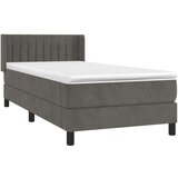 Box spring krevet s madracem tamnosivi 90x200 cm baršunasti | shoptok.hr