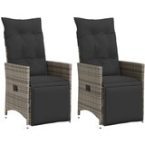 vidaXL nastavljivi vrtni stoli 2 kosa z blazinami siv poli ratan | Shoptok.si