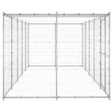 Zunanji pasji boks pocinkano jeklo s streho 12,1 m² - - Srebrna - 59.05 - 550 x 220 x 180 cm - 2025- | Shoptok.si