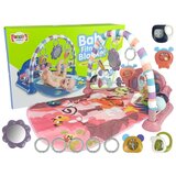 Lean Toys Otroška igralna podloga z ropotuljicami, grizalkami, ogledalom in klavirjem – roza | Shoptok.si