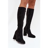 Boto Women's Boots with Stitching on Block Heel Black Brivana | Shoptok.si