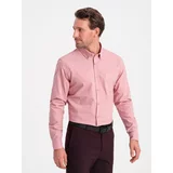 Ombre Men's REGILAR FIT cotton shirt with pocket - pink