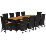  11-dijelni vrtni blagovaonski set s jastucima poliratan crni | shoptok.hr