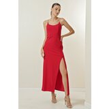 By Saygı Chain Straps Long Dress with a Slit in the Front Cene