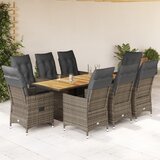 vidaXL Vrtna garnitura - 9-dijelni vrtni blagovaonski set sivi od poliratana - Sa naslonom za noge 9 | shoptok.hr