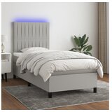  Box spring s madracem LED svjetlosivi 90x200 cm tkanina | shoptok.hr