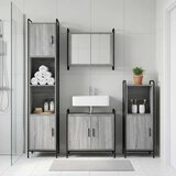  Set ormarića za kupaonicu 4 kom. Siva Sonoma 40 x 36 x 181 cm - Siva Sonoma Ormarić ispod sudopera (2 vrata) + viseći ormarić + | shoptok.hr