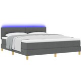 vidaXL Postelja z box springom z vzmetnico in LED temno siva 180x200 cm Tkanina | Shoptok.si