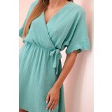 Kesi Włoski Muslin dress with waist dark mint | Shoptok.si