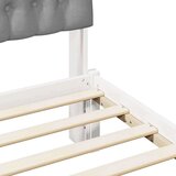 vidaXL Posteljni okvir z oblazinjenim vzglavjem Bela 135 x 190 cm | Shoptok.si