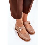 Laura Messi Leather Women's Shoes With Buckle 2980 Dark Beige Cene