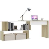  Kutni radni stol bijeli i boja hrasta 200 x 50 x 76 cm drveni | shoptok.hr