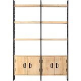 Police Knjižna omara 4-nadstropna 124x30x180 cm trden mangov les | Shoptok.si