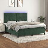 Maison Chic Box spring postelja - Vzmetna postelja z vzmetnico LED tem. zelena 160x200cm žamet SL22207, (21892667) | Shoptok.si