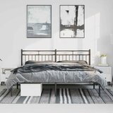  Metalni okvir za krevet s uzglavljem crni 193x203 cm | shoptok.hr