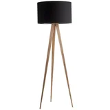 Črna svetilka z lesenimi nogami Tripod Wood