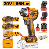 Ingco CDLI206686E Akumulatorska bušilica/odvrtač sa nastavcima 66Nm; 20V 2x2,0Ah | Eponuda.com