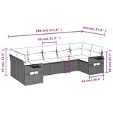  7-dijelni set vrtnih sofa od poliratana s jastucima crni | shoptok.hr