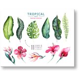 Slike na platnu sa tekstom Tropical set flamingo (moderne) | shoptok.hr