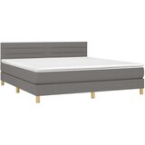  Box spring postelja z vzmetnico temno siva 160x200 cm blago, (20898787) | Shoptok.si