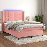 Krevet box spring s madracem LED ružičasti 140x190cm baršunasti | shoptok.hr
