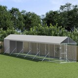 vidaXL zunanja pasja ograda s streho srebrna 2x14x2,5m pocinkano jeklo | Shoptok.si