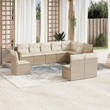 vidaXL 10-dijelni set vrtnih sofa s jastucima bež od poliratana | shoptok.hr