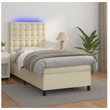  Krevet box spring s madracem LED krem 80x200 cm od umjetne kože - Krema 80 x 200 cm gumbi | shoptok.hr