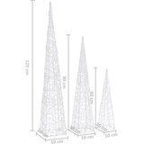  Set akrilnih ukrasnih LED stožaca plavi 60/90/120 cm | Eponuda.com