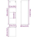 vidaXL viseći ormarić s policom riga betonski sivi 30 x 29,5 x 100 cm | shoptok.hr