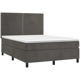  Box spring postelja z vzmetnico temno siva 140x200 cm žamet, (20726593) | Shoptok.si