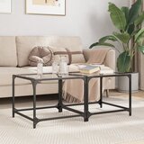 vidaXL Klubske mizice s stekleno površino 2 kosa 50x50x40 cm jeklo Cene